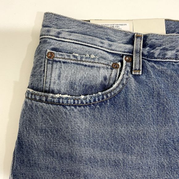 AGOLDE 90s Pinch Waist Distressed High Rise Straight Leg Jeans US 34 NWT - Picture 7 of 16